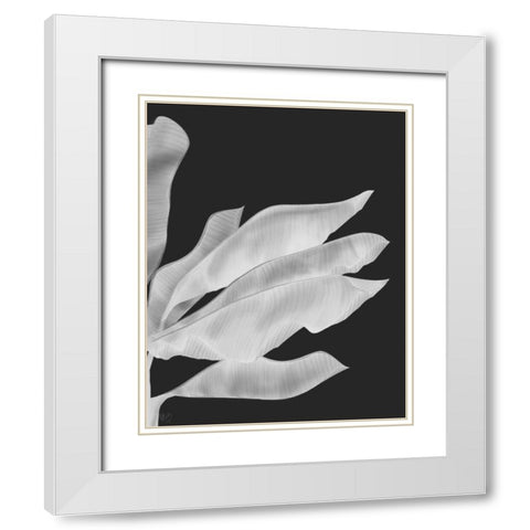 Banana Leaves 1, White On Black White Modern Wood Framed Art Print with Double Matting by Fab Funky