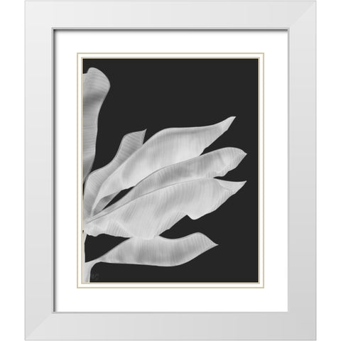 Banana Leaves 1, White On Black White Modern Wood Framed Art Print with Double Matting by Fab Funky