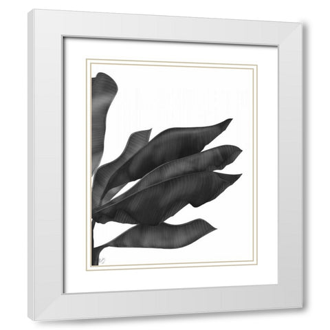 Banana Leaves 1, Black on White White Modern Wood Framed Art Print with Double Matting by Fab Funky