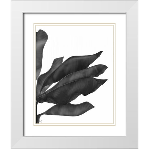 Banana Leaves 1, Black on White White Modern Wood Framed Art Print with Double Matting by Fab Funky