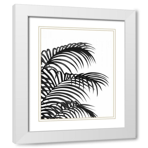 Palm Leaf 1, Black On White White Modern Wood Framed Art Print with Double Matting by Fab Funky