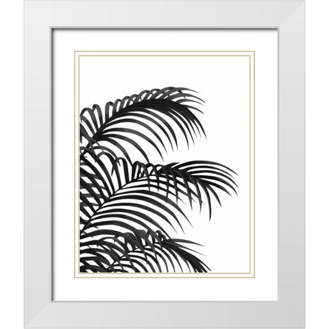 Palm Leaf 1, Black On White White Modern Wood Framed Art Print with Double Matting by Fab Funky