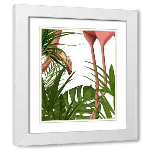 Flamingo Peering White Modern Wood Framed Art Print with Double Matting by Fab Funky