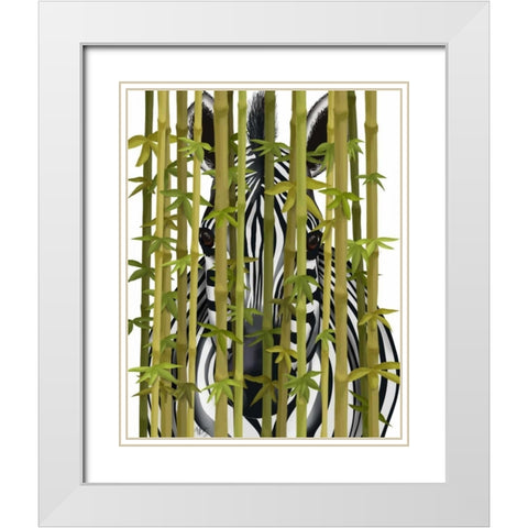 Bamboo Zebra White Modern Wood Framed Art Print with Double Matting by Fab Funky
