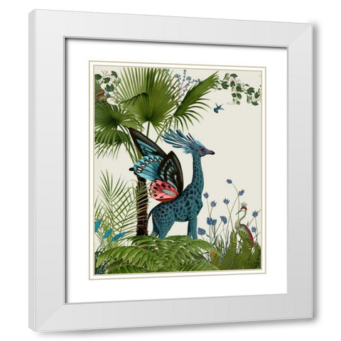 Tropical Giraffe 2 White Modern Wood Framed Art Print with Double Matting by Fab Funky