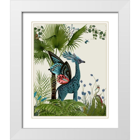 Tropical Giraffe 2 White Modern Wood Framed Art Print with Double Matting by Fab Funky