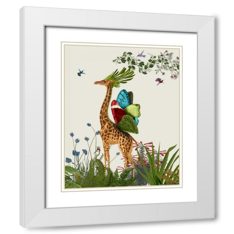 Tropical Giraffe 3 White Modern Wood Framed Art Print with Double Matting by Fab Funky