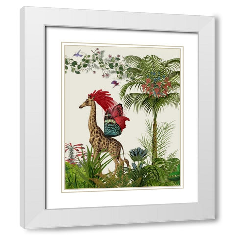 Tropical Giraffe 4 White Modern Wood Framed Art Print with Double Matting by Fab Funky
