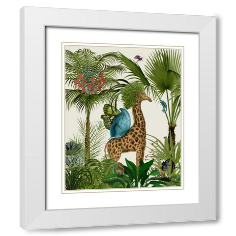 Tropical Giraffe 5 White Modern Wood Framed Art Print with Double Matting by Fab Funky