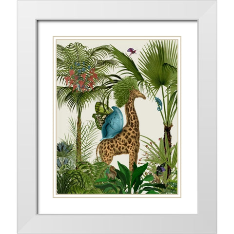 Tropical Giraffe 5 White Modern Wood Framed Art Print with Double Matting by Fab Funky