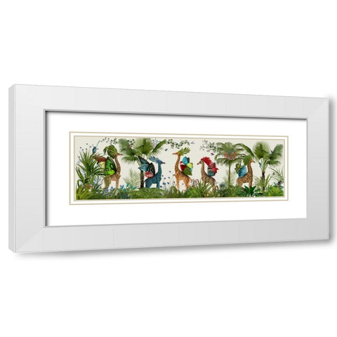 Tropical Giraffes, Bright White Modern Wood Framed Art Print with Double Matting by Fab Funky