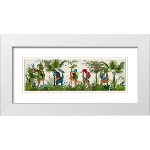 Tropical Giraffes, Bright White Modern Wood Framed Art Print with Double Matting by Fab Funky