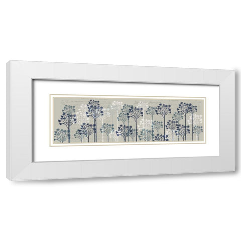 Floral Trees, Midnight White Modern Wood Framed Art Print with Double Matting by Fab Funky