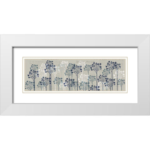 Floral Trees, Midnight White Modern Wood Framed Art Print with Double Matting by Fab Funky