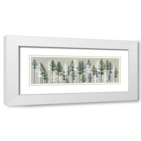 Leafy Pines, French Blue and Moss White Modern Wood Framed Art Print with Double Matting by Fab Funky