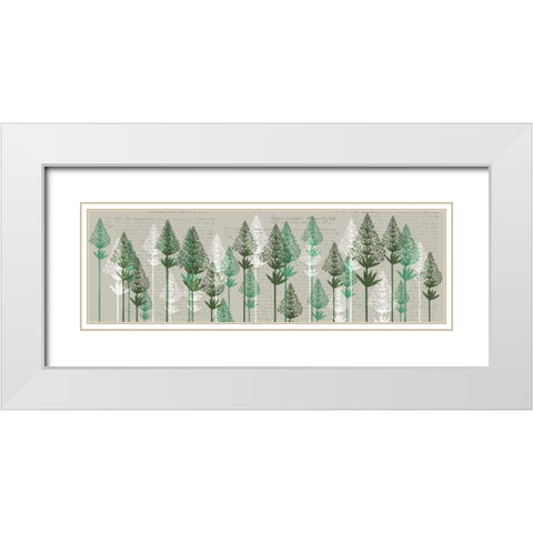Leafy Pines, Juniper White Modern Wood Framed Art Print with Double Matting by Fab Funky