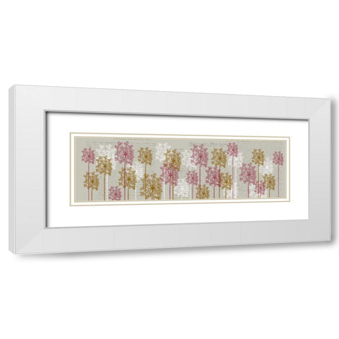 Bubble Trees, Pink and Gold White Modern Wood Framed Art Print with Double Matting by Fab Funky