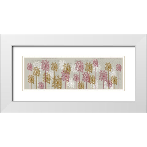 Bubble Trees, Pink and Gold White Modern Wood Framed Art Print with Double Matting by Fab Funky