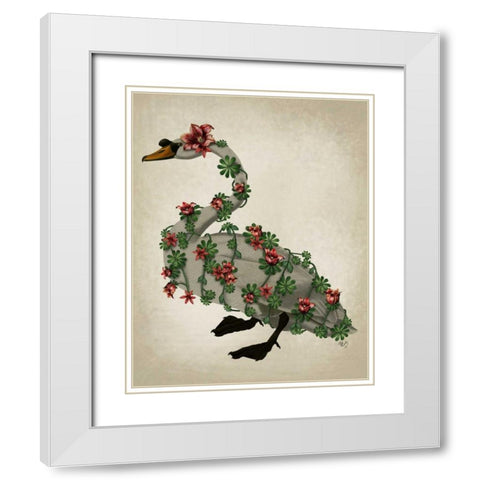 Bound Swan on cream White Modern Wood Framed Art Print with Double Matting by Fab Funky
