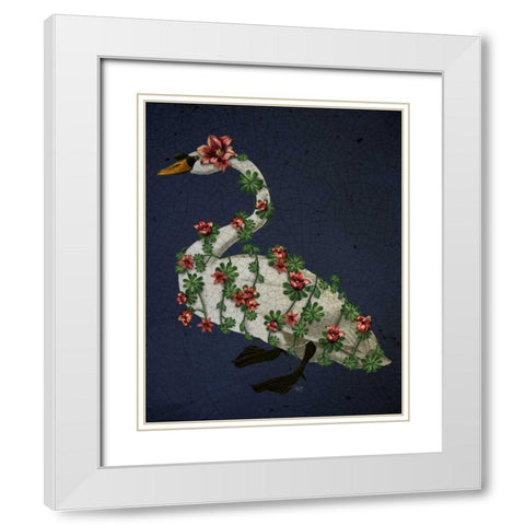 Bound Swan on blue White Modern Wood Framed Art Print with Double Matting by Fab Funky
