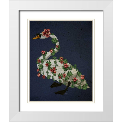 Bound Swan on blue White Modern Wood Framed Art Print with Double Matting by Fab Funky