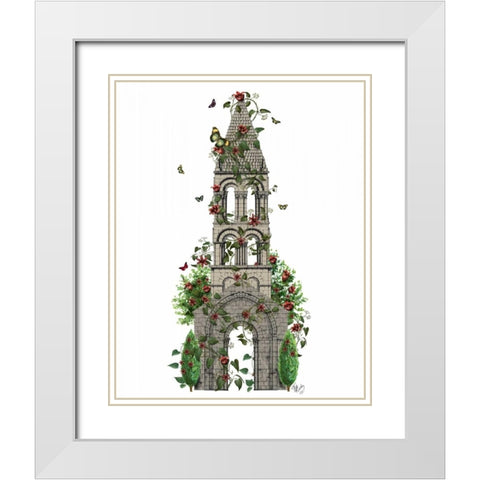 Butterfly Tower White Modern Wood Framed Art Print with Double Matting by Fab Funky