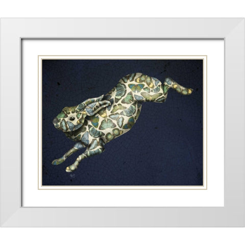 Butterfly Hare White Modern Wood Framed Art Print with Double Matting by Fab Funky
