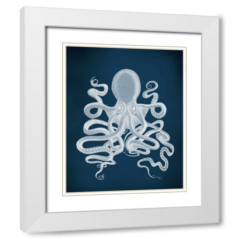 Octopus 9, White White Modern Wood Framed Art Print with Double Matting by Fab Funky