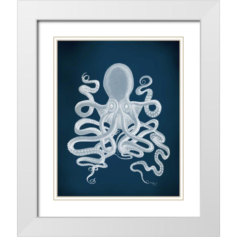 Octopus 9, White White Modern Wood Framed Art Print with Double Matting by Fab Funky