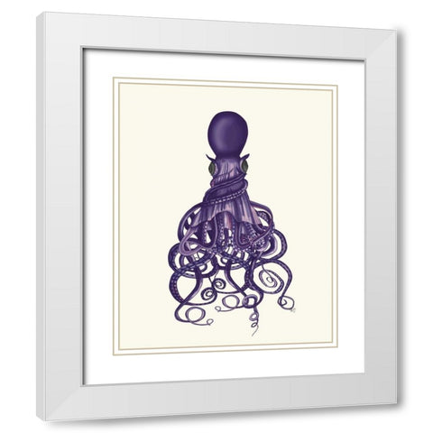 Octopus, Twisted Purple White Modern Wood Framed Art Print with Double Matting by Fab Funky