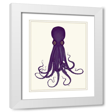 Octopus 8, Purple White Modern Wood Framed Art Print with Double Matting by Fab Funky