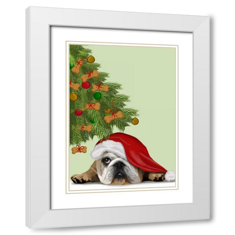 English Bulldog, Cookie Tree White Modern Wood Framed Art Print with Double Matting by Fab Funky