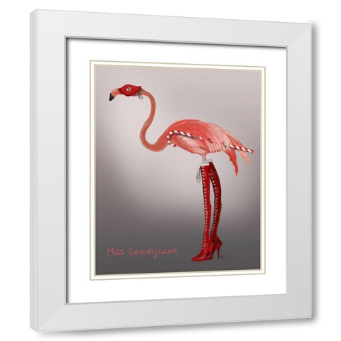Miss Candycane White Modern Wood Framed Art Print with Double Matting by Fab Funky