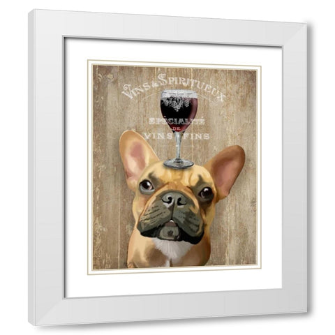 Dog Au Vin, French Bulldog White Modern Wood Framed Art Print with Double Matting by Fab Funky