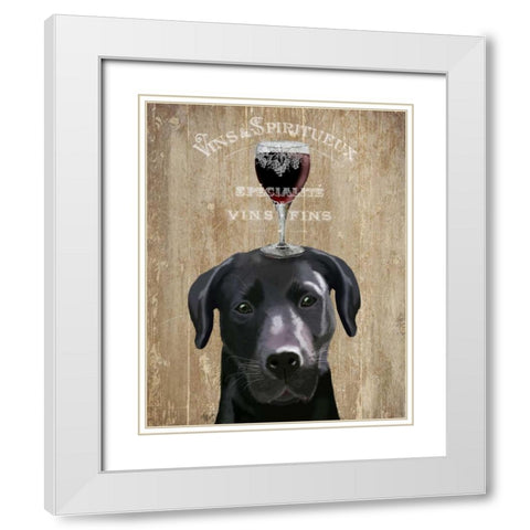 Dog Au Vin, Black Labrador White Modern Wood Framed Art Print with Double Matting by Fab Funky