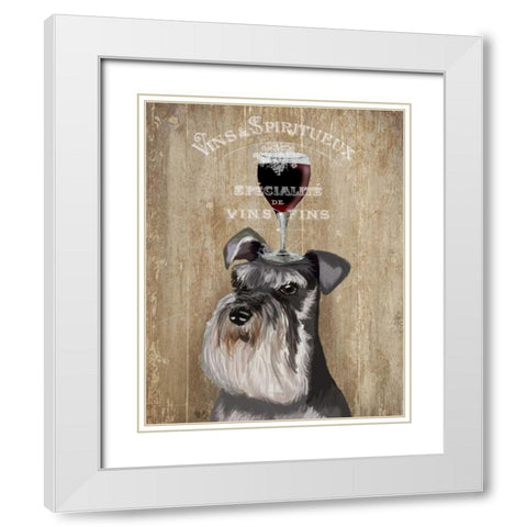 Dog Au Vin, Schnauzer White Modern Wood Framed Art Print with Double Matting by Fab Funky