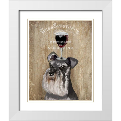 Dog Au Vin, Schnauzer White Modern Wood Framed Art Print with Double Matting by Fab Funky