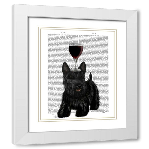 Dog Au Vin, Scottish Terrier White Modern Wood Framed Art Print with Double Matting by Fab Funky
