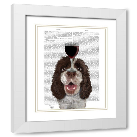 Dog Au Vin, Springer Spaniel White Modern Wood Framed Art Print with Double Matting by Fab Funky