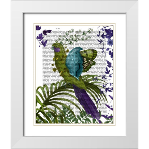 Fantasy Parrot 1 White Modern Wood Framed Art Print with Double Matting by Fab Funky