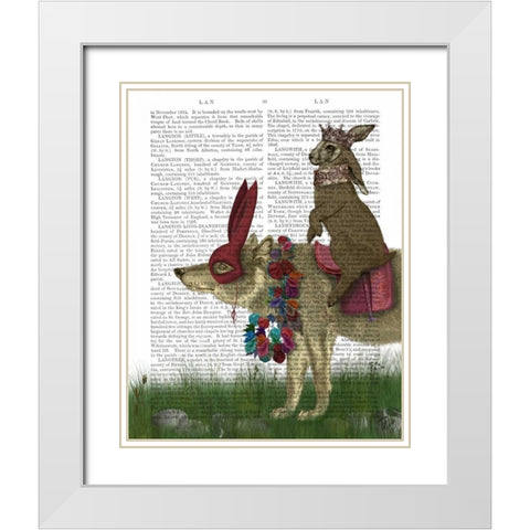 Arrival of the Hare King White Modern Wood Framed Art Print with Double Matting by Fab Funky