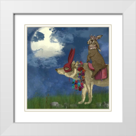 Arrival of the Hare King White Modern Wood Framed Art Print with Double Matting by Fab Funky