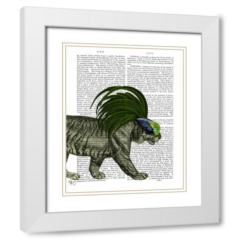 Masked Tiger White Modern Wood Framed Art Print with Double Matting by Fab Funky