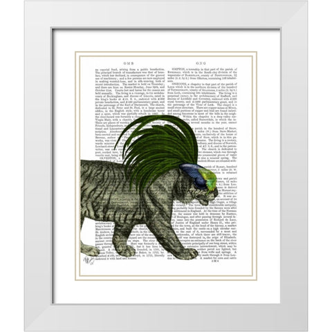 Masked Tiger White Modern Wood Framed Art Print with Double Matting by Fab Funky