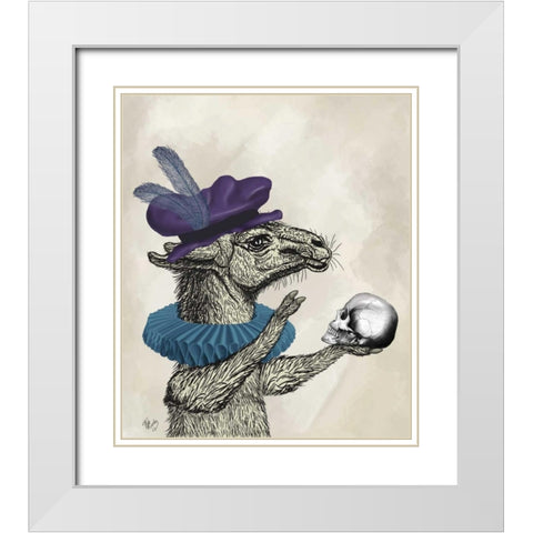 Drama Llama White Modern Wood Framed Art Print with Double Matting by Fab Funky