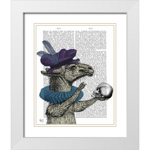 Drama Llama White Modern Wood Framed Art Print with Double Matting by Fab Funky
