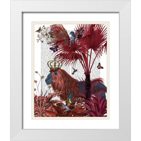 Red Lion, Portrait White Modern Wood Framed Art Print with Double Matting by Fab Funky