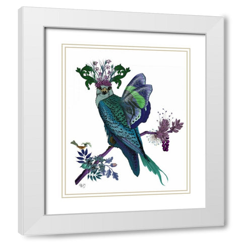Blue Falcon White Modern Wood Framed Art Print with Double Matting by Fab Funky