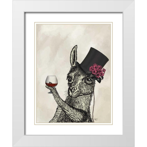 Llama Lush 2 White Modern Wood Framed Art Print with Double Matting by Fab Funky