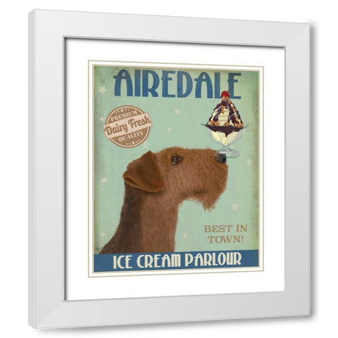 Airedale Ice Cream White Modern Wood Framed Art Print with Double Matting by Fab Funky
